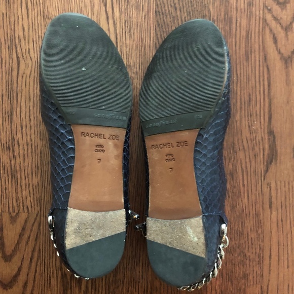 Rachel Zoe Blue Laura Snakeskin Ballerina Flats-7 - Picture 5 of 5